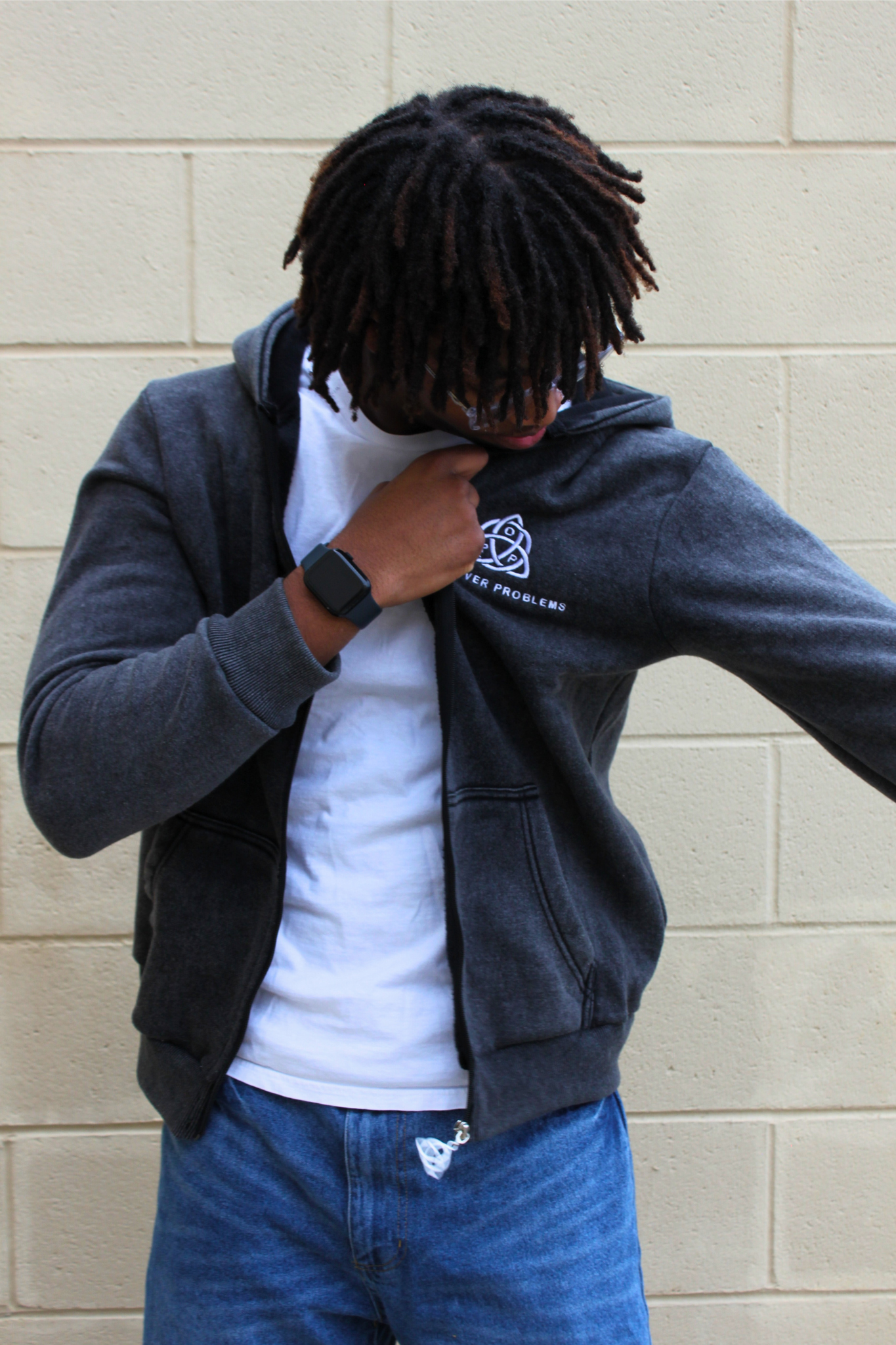 *PRE ORDER* "PeaceOverProblems" (Charcoal Black) Zip-Up Hoodie (TRUE TO SIZE)